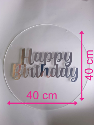 Kit placa fosca 40 cm de diâmetro para painel de mini festa + 2 palavras em polietileno adesivado